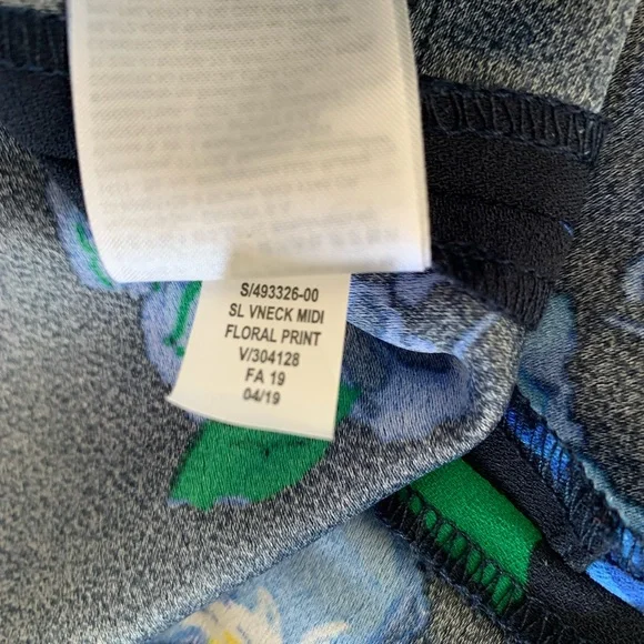 Banana Republic Navy Blue Pansies Floral Midi Dress - Picture 5 of 9